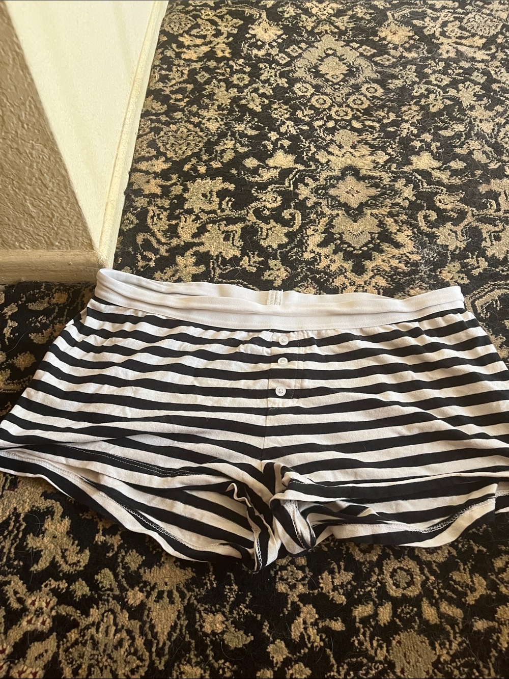 Cotton On Black & White Striped Women's Cotton Sleep Shorts